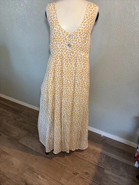 Vintage Compaigne Internationale Express Floral Yellow Maxi Dress Jumper Large - Picture 11 of 12